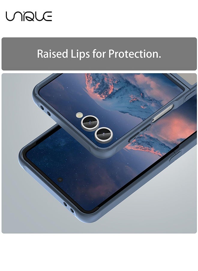 Unique Compatible with Samsung Galaxy Z Flip 7 Case - Translucent Frosted Phone Case - PC Durable Phone Protector - TPU Shockproof Protective Case - Blue - Image 4